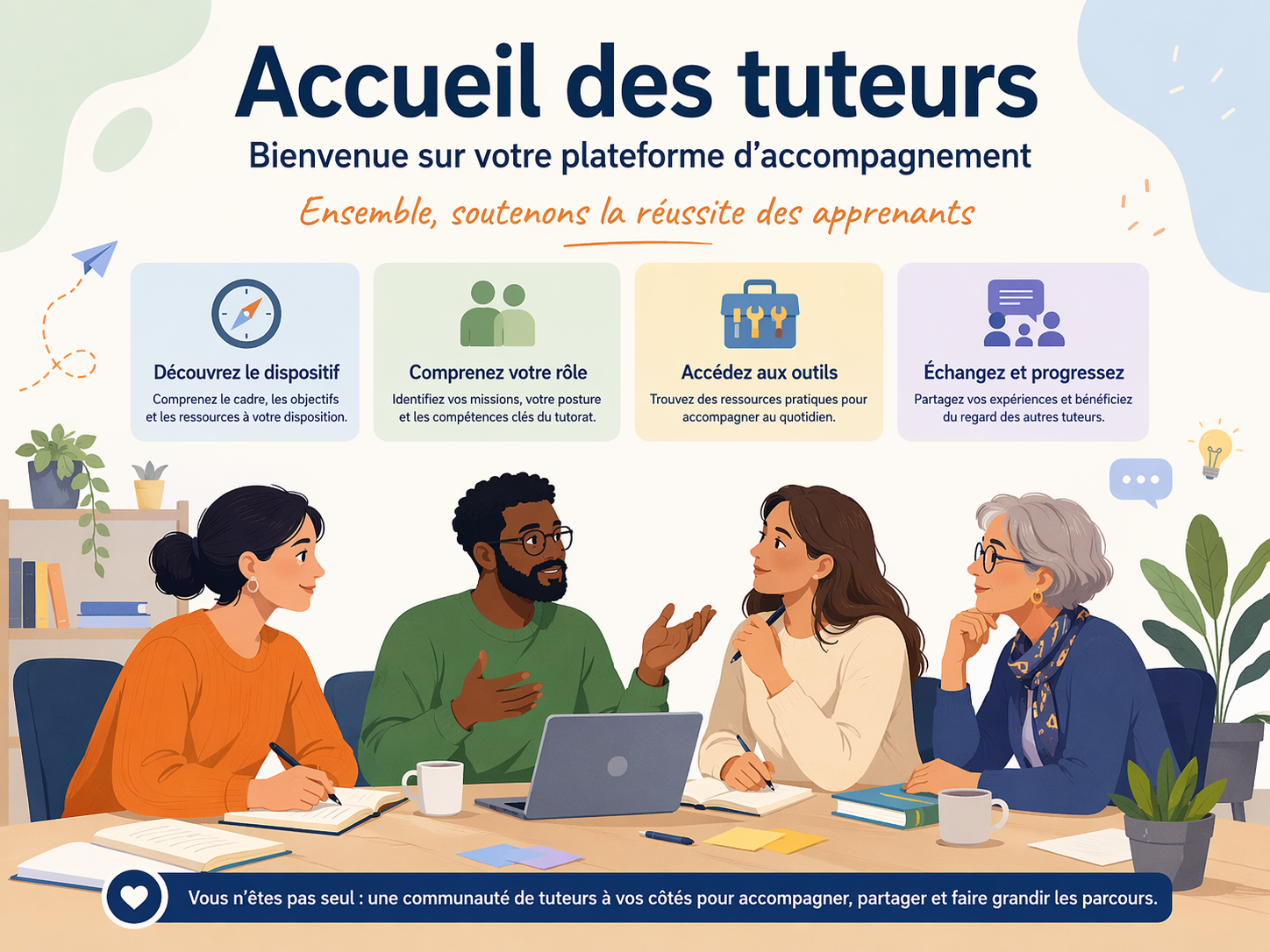 dessin de plusieurs personnes réunies autour d'une table